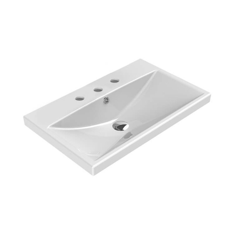 CeraStyle By Nameeks Elite 17.7'' Ceramic Rectangular Bathroom Sink with Overflow, Widespread Faucet