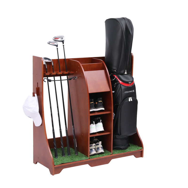 Stephanos Wood Adjustable Multi-Use Golf Shelf, Brown