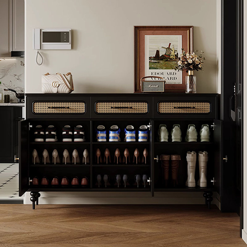 Clarkston 24 Pair Shoe Storage Cabinet, Black