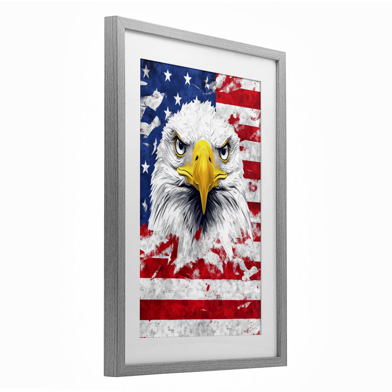 «Patriotic Bald Eagle», reproduction encadrée sous verre, conception de The Wands Want, H 23 po x l 17 po