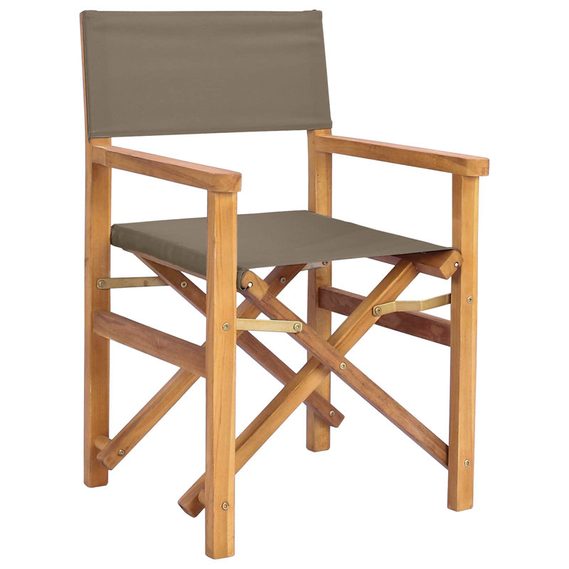 Solid Wood Patio Folding Chair Folding Chair Set, Brown/Taupe
