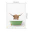 «Highland Cow in Green Bathaign on Coloured Tile» par Amy Peterson, reproduction d'art sur toile encadrée