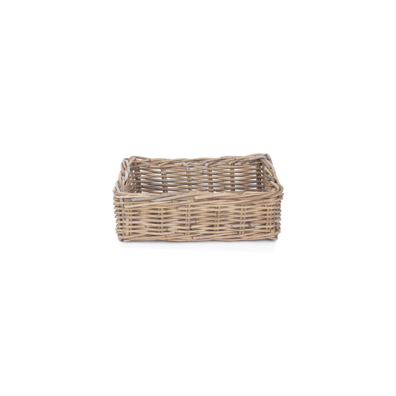 Rattan Shallow Storage Basket, 14cm H x 39cm W x 30cm D