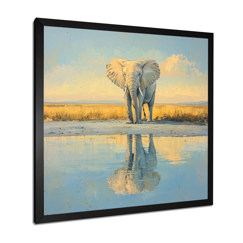 Halpin éléphant au bord de l'eau d'Afrique III - éléphant, art mural, H 30 po x l 30 po, Picture Framed Print