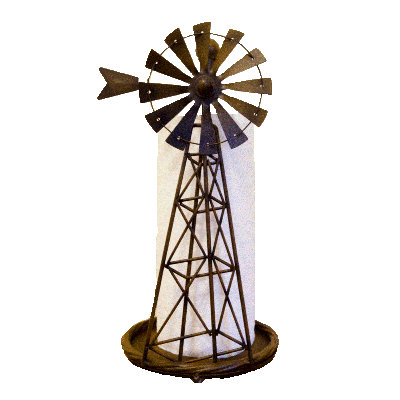 Metal Rustic Farmhouse Paper Towel Holder Windmill Design