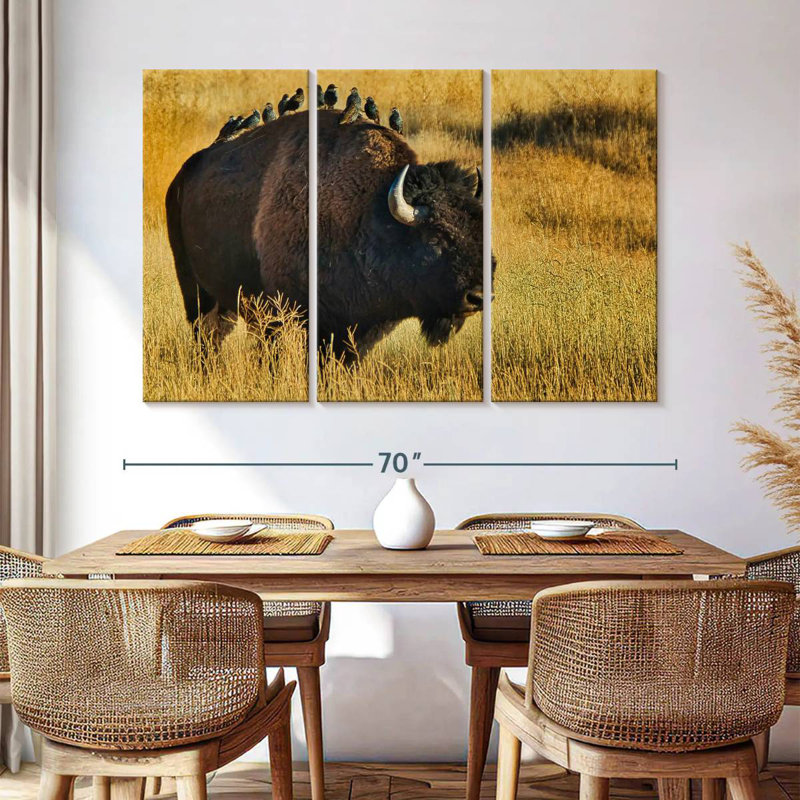 Brampt Birds On Bison, 42" H x 65" W