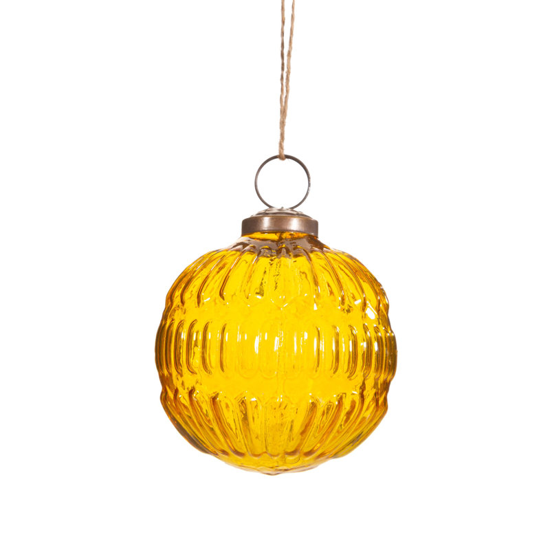 Solid Colour Glass Bauble, Yellow