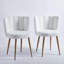 Ensemble de 2 chaises de salle à manger pour salle à manger et café en tissu blanc classique avec dossier rembourré-214492706