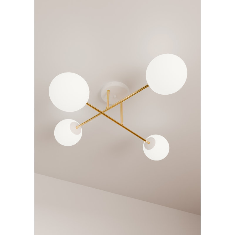 Wisby 4 - Light Dome Chandelier, White, White