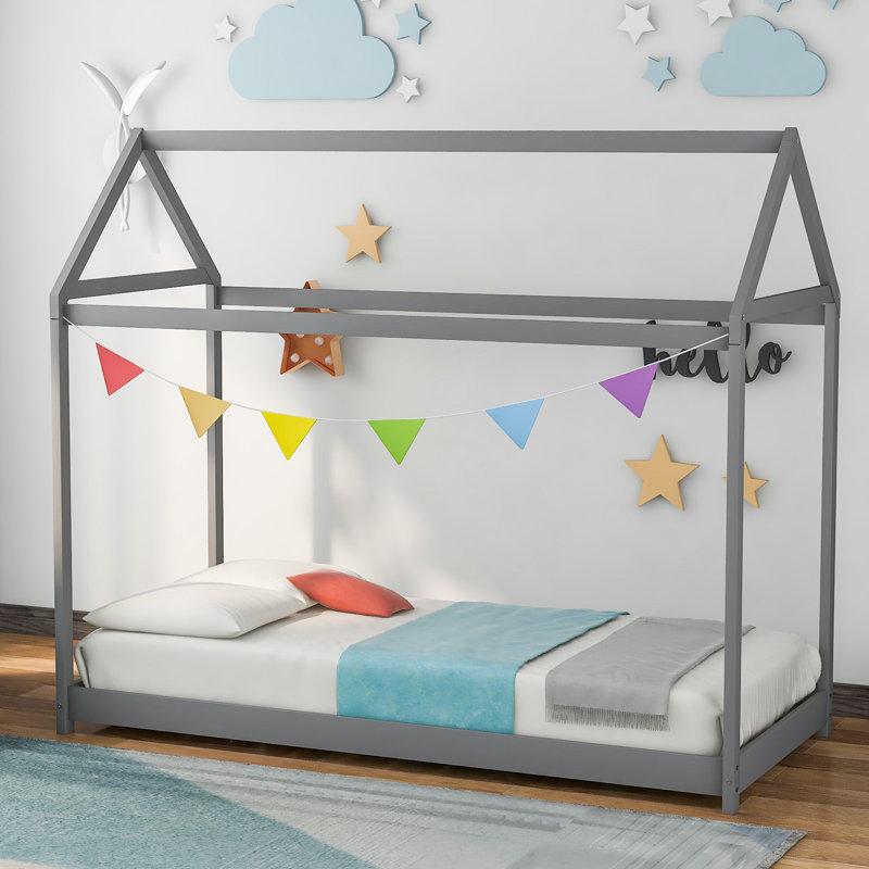 Platform Bed, Gray
