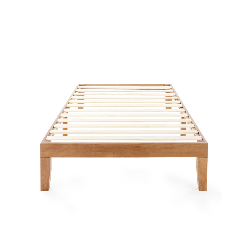 Lit plateforme en bois massif Harlow, Naturel, Simple