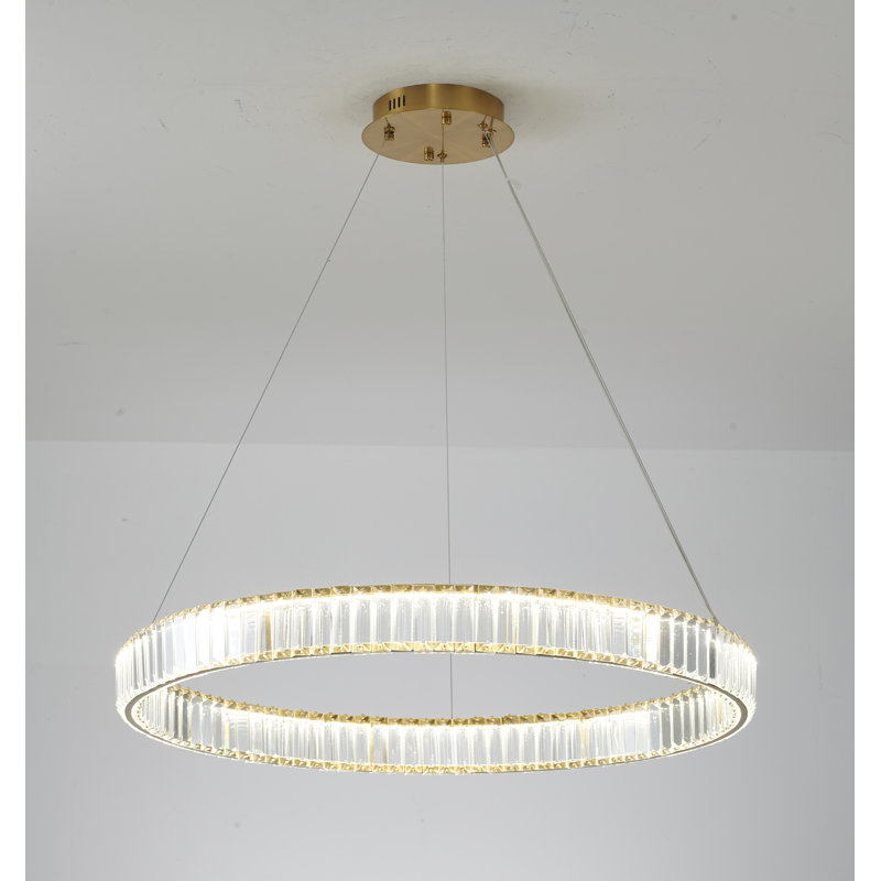 Sabbir Transitional LED Halo Crystal Chandelier , Gold