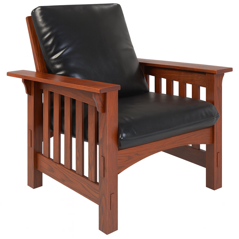 Leick Home Mission Impeccable Solid Wood Reclining Arm Chair With Faux Leather Seat