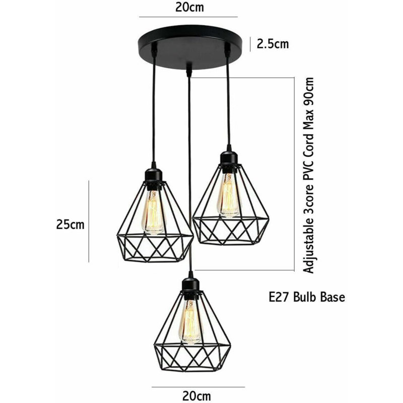 Gallia 3 - Light Cluster Pendant, Black