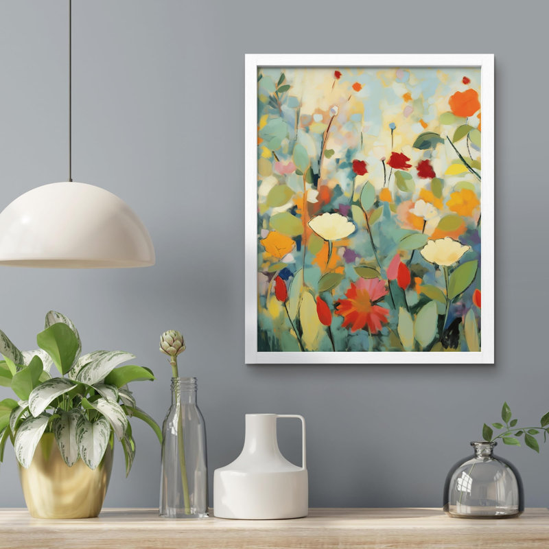 «Wildflower Botanical Colorful» sur papier, Blanc, H 10 po x l 8 po