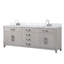 Meuble-lavabo double en chêne blanc 84 po X P 22 po D, dessus en marbre de Carrare et ensemble de robinet