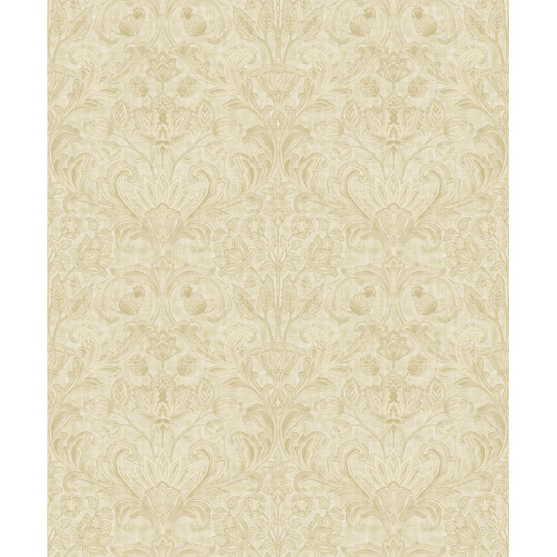 Elegance Collection Damask Sheen Finish Wallpaper Roll, Beige