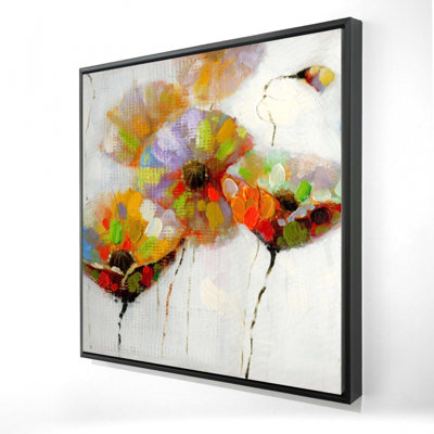 Impression de fleurs colorées en pointillés sur toile