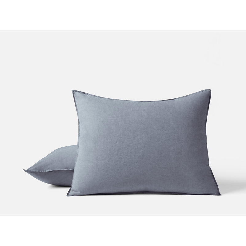 Organic Crinkled Percale Sham Standard, Standard, Indigo Chambray