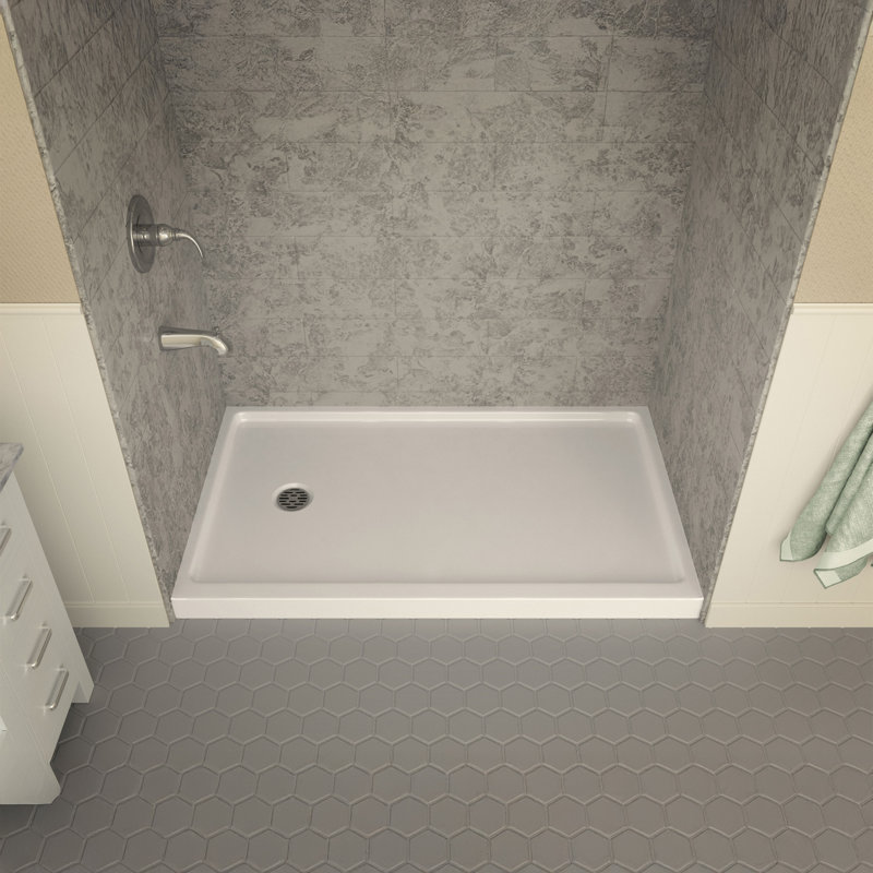 Colossi Base Series 60 in. L x 36 in. W Alcove Shower Pan Base with Left Drain in Glossy White Marine Acrylic