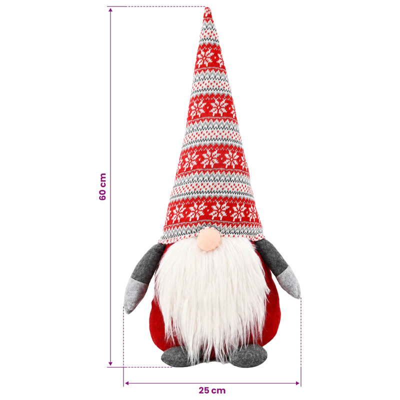 Christmas Gnome Polyester Standing Plush Holiday Gnome Figurine Fabric, Red, 60 cm