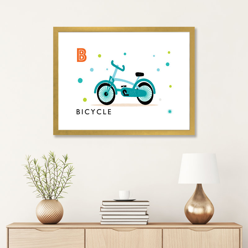 «B Is» pour vélo - impression, Papier encadré doré, Blanc, H 24 po x l 32 po x P 1 po