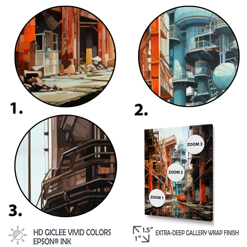 Kleper Factories Industrial Harmony II, reproduction d'art sur toile, H 20 po x l 12 po x P 1 po, Cadre photo noir