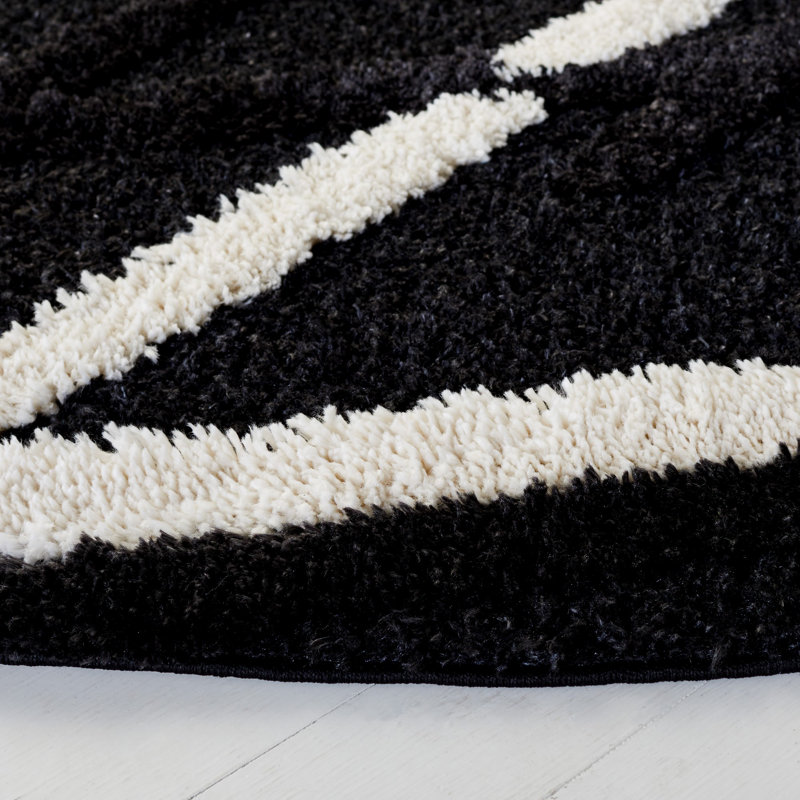 Hi-Lo Shag Performance Abstract Rug, Round 6'7"