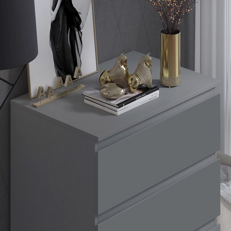 Warren 3 Drawer Chest of Drawers - Matt Dark Grey