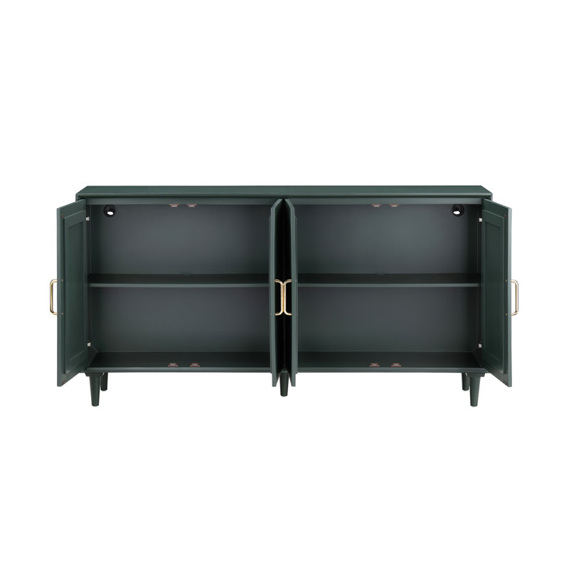 Buffet/crédence multimédia en bois massif vert émeraude de 183 cm (72 po)