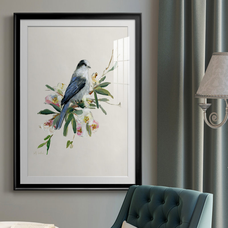 Spring Spring Gray Jay - peinture encadrée, H 26,5 po x l 36,5 po x P 1,5 po, Noir