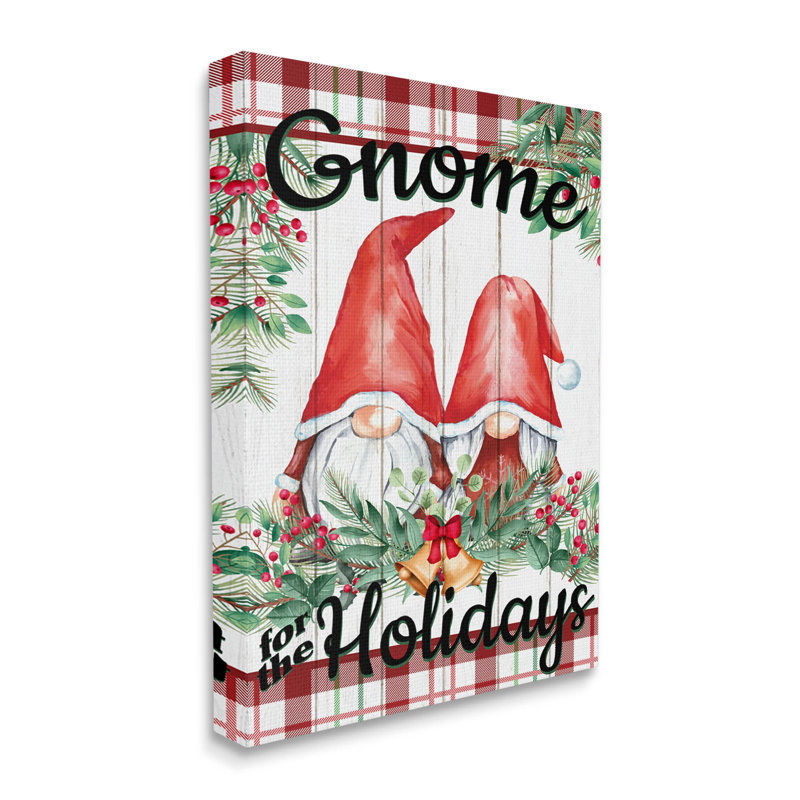 Art mural sur toile à motif de gnome pour les fêtes par Kim Allen, H 20 po x l 16 po x P 1,5 po
