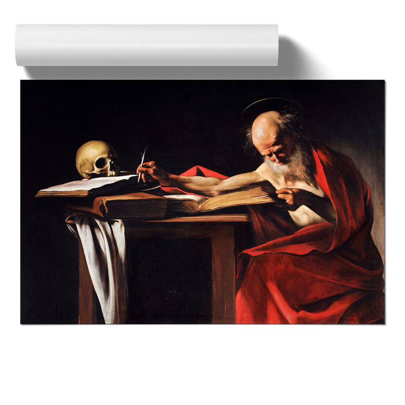 Saint Jerome Writing by Caravaggio - No Frame Painting, 30cm H x 42cm W x 0.1cm D