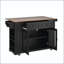Îlot de cuisine 54 po avec rangement pour porte en verre, prise de courant et porte-couteau - noir-129895296