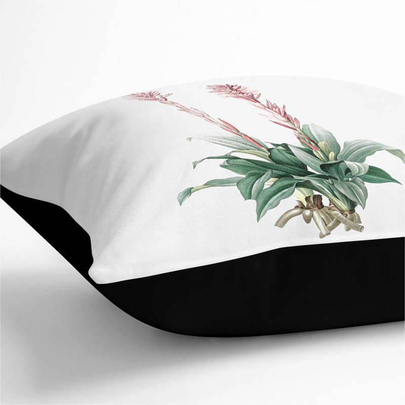 Floral Square Throw Cushion, Black, 40cm H x 40cm W x 15cm D