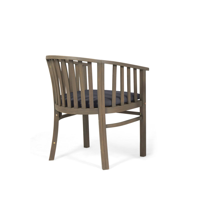Ensemble de 2 chaises d'extérieur en bois avec coussins, gris foncé, finition grise, Gris