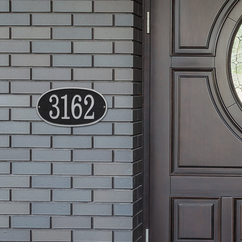 Fast and Easy 1-Line Wall Address Plaque, Black/Silver, Yes