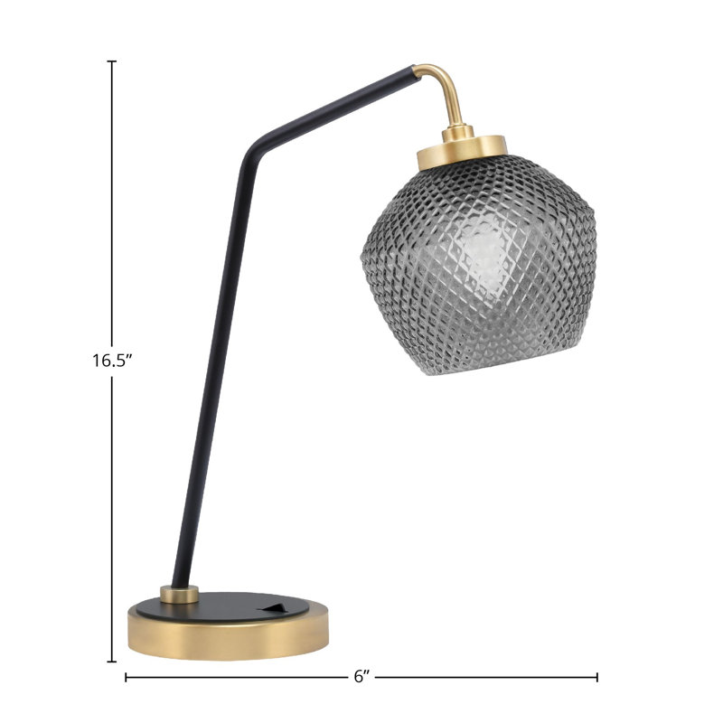 Lampe de bureau en acier inoxydable Gulafshan, Noir mat / laiton