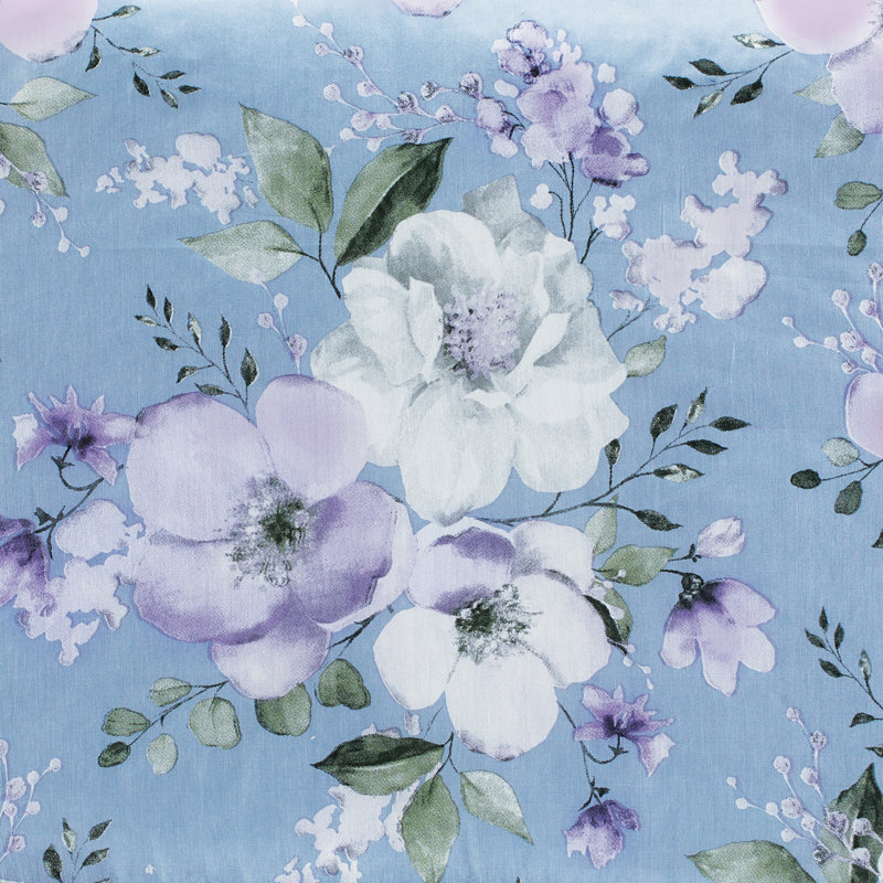 Twin Gray Cotton Floral Reversible Comforter Set