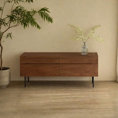 Minimalist retro design solid wood TV cabinet