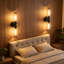 Ensemble de deux appliques murales noires mates, luminaires de salle de bain modernes avec abat-jour en verre transparent, lumières murales câblées pour miroir de salle de bain, salon, couloir, chambre à coucher, douille E26, paquet de 2