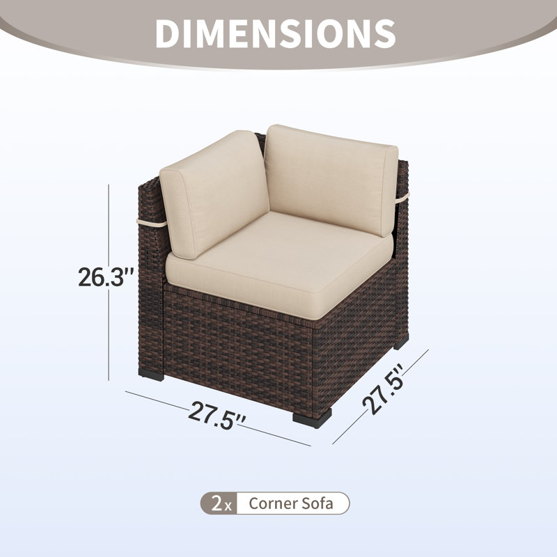 Yentin Straight Wicker Loveseat with Cushions, Khaki