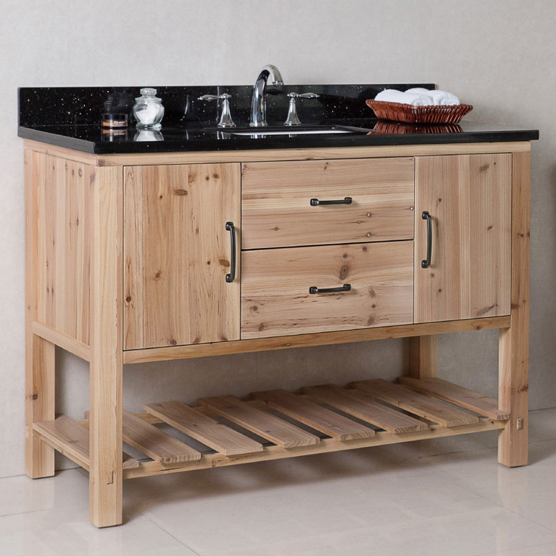 Genoa 48'' Single Bathroom Vanity with Top, Black