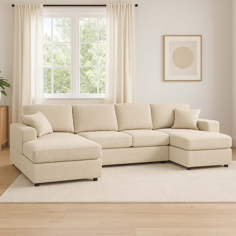 Canapé modulaire 3 pièces en velours côtelé 3 pièces, Crème