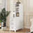 End Table with 3 Drawers, Corner Table with 2 Open Shelves, Tall Side Table for Bedroom and Corner, White