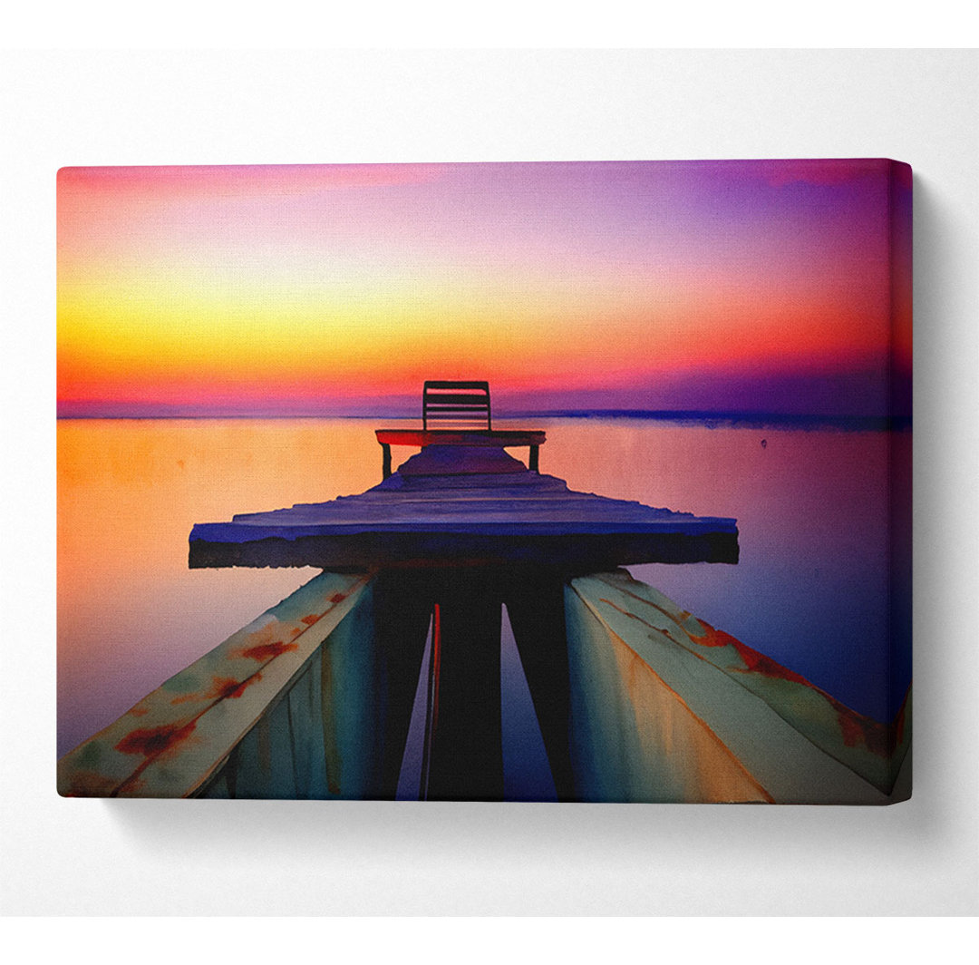 Der perfekte Sonnenuntergang Dock Canvas Aquarell