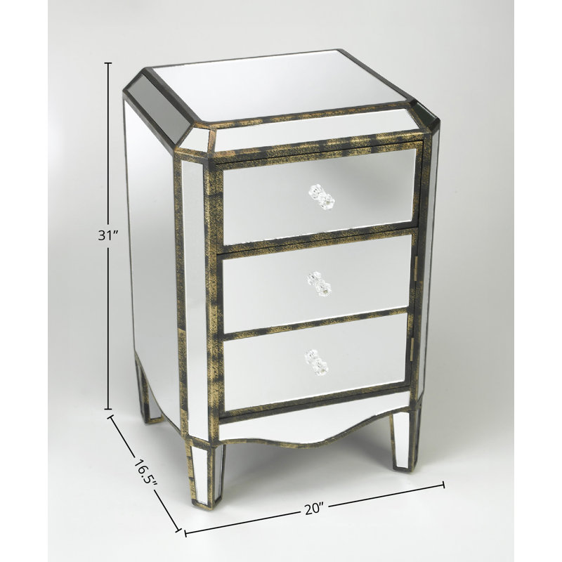 Alizeh 3-Drawer Mirrored Accent Chest