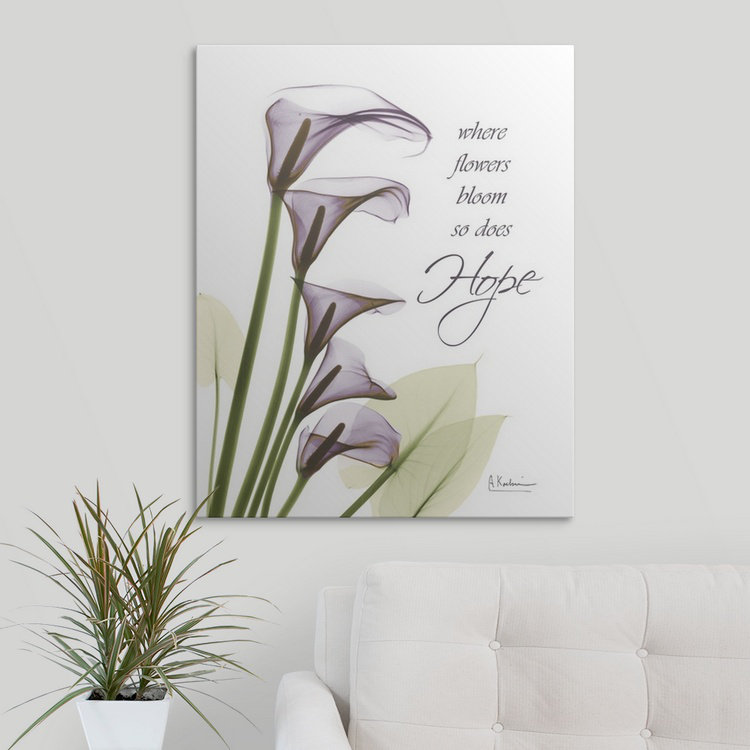 Reproduction de photo de Manigault "Calla Lilies Hope X-Ray" par Kiranjit, H 20 po x l 16 po x P 1,5 po, Toile