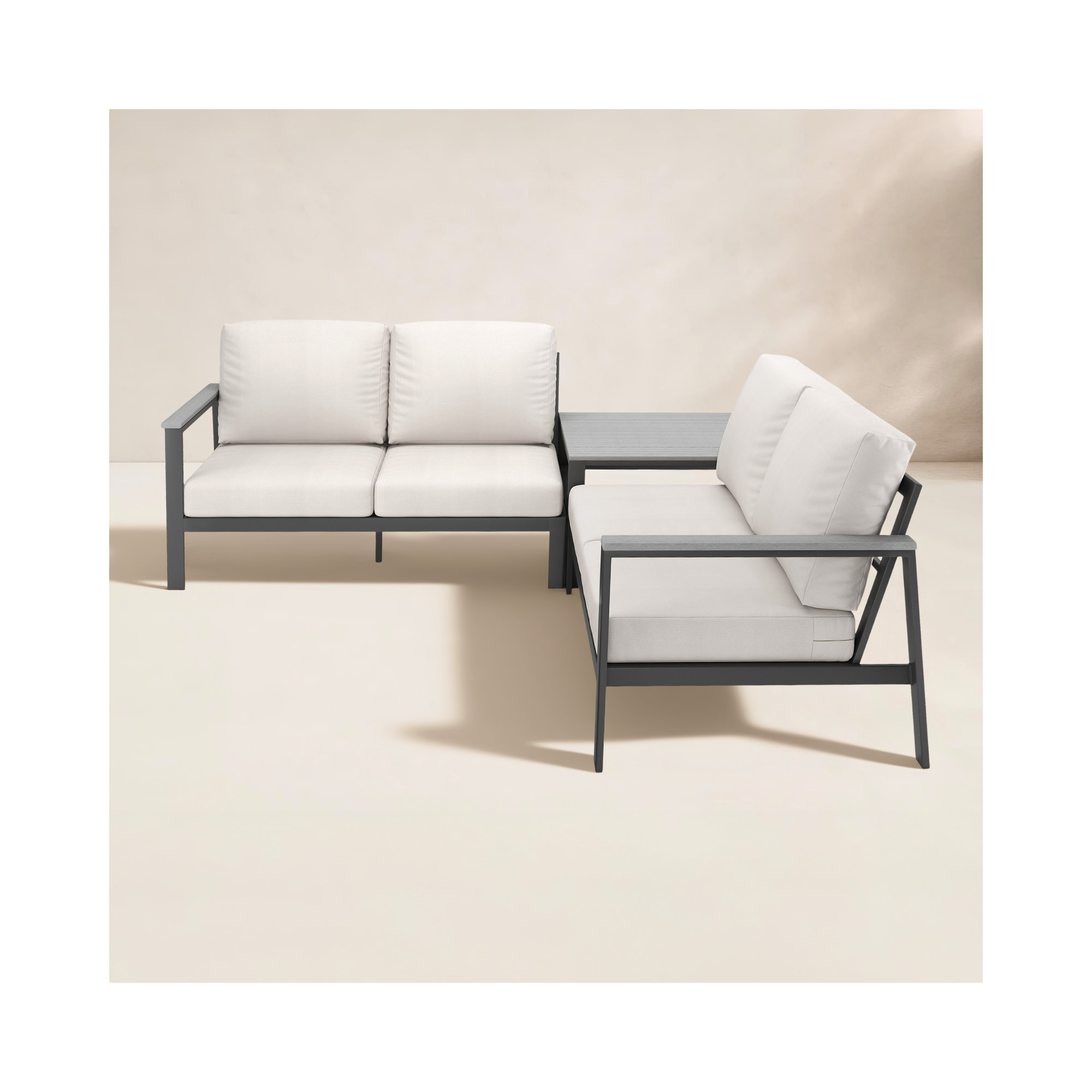 Adette 4 - Person Patio Conversation Set with Cushions, Canvas White Sunbrella® Canvas