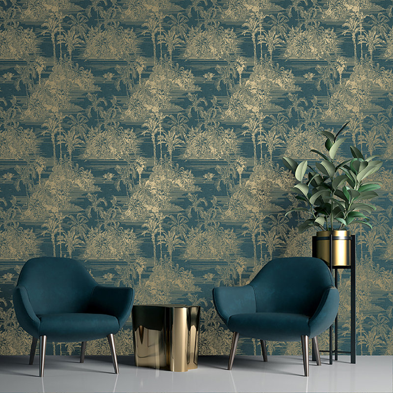 Papier peint adhésif Tropic Toile, Sarcelle